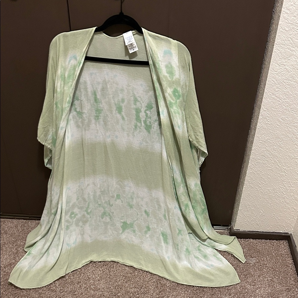 Green Tie-Dye Kimono Cardigan